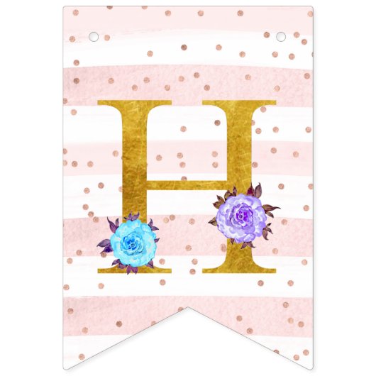 ユニコーン金ゴールドグリッターピンクベビーガールハッピーバースデー バンティングフラッグ (第2の旗)