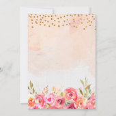 ユニコーン金ゴールドグリッターピンクベビーガールファースト誕生日 招待状 (裏面)