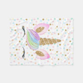 ユニコーン金ゴールドグリッターレインボーパステルかわいい少女キッズ フリースブランケット (正面(横))