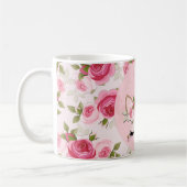 ユニコーン金ゴールドピンクフローラバラかわいいトレンディー コーヒーマグカップ (左)