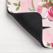 ユニコーン金ゴールドピンクフローラバラかわいいトレンディー マウスパッド (コーナー)