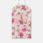 ユニコーン金ゴールドピンクフローラバラ誕生日パーティー ギフトタグ (裏面)