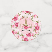 ユニコーン金ゴールドピンクフローラバラ誕生日パーティー コンフェッティ (スモール正面)