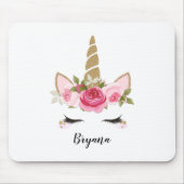 ユニコーン金ゴールドフローラかわいいトレンディーマウスパッド マウスパッド (正面)