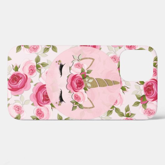 ユニコーン金ゴールドフローラバラかわいいトレンディー Case-Mate iPhoneケース (裏面 (横))