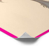 ユニコーン金ゴールドホーンピンクローズ&リボン ポスター (角)