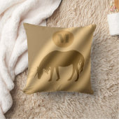 ユニコーン金ゴールドラグジュアリーモノグラム クッション (ブランケット)