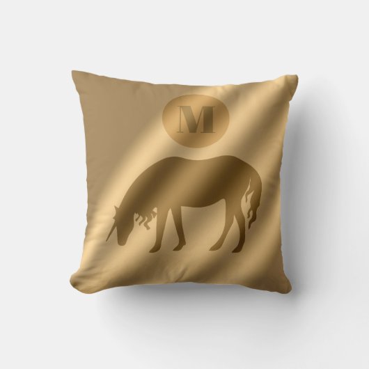 ユニコーン金ゴールドラグジュアリーモノグラム クッション (正面)