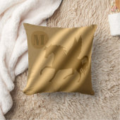 ユニコーン金ゴールドラグジュアリーモノグラム クッション (ブランケット)