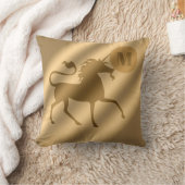 ユニコーン金ゴールドラグジュアリーモノグラム クッション (ブランケット)