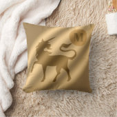 ユニコーン金ゴールドラグジュアリーモノグラム クッション (ブランケット)