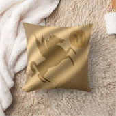 ユニコーン金ゴールドラグジュアリーモノグラム クッション (ブランケット)