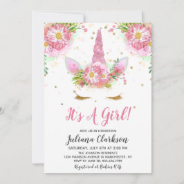 ユニコーン開花ベビーシャワー 招待状