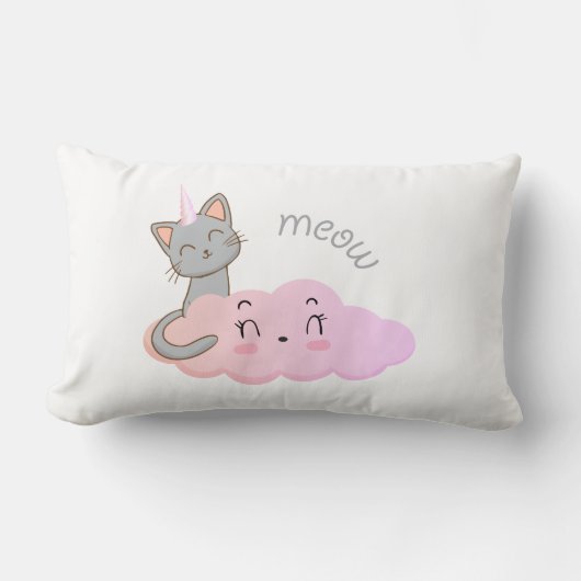 ユニコーン雲ミュー枕 ランバークッション (正面)
