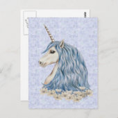ユニコーン青い髪 ポストカード (正面/裏面)