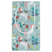 ユニコーン青かわいい魔法の女の子の最初の誕生日のwra スモールペーパーバッグ (正面)