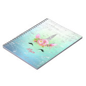 ユニコーン音楽ホルンとフローラまつげ ノートブック (左側)