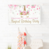 ユニコーン顔かわいいユニコーン誕生日パーティバナー 横断幕 (インサイチュ)