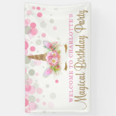 ユニコーン顔かわいいユニコーン誕生日パーティバナー 横断幕 (縦)