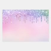 ユニコーン顔とグリッター包装紙シート ラッピングペーパーシート (正面3)