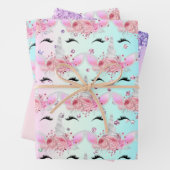 ユニコーン顔とグリッター包装紙シート ラッピングペーパーシート (インサイチュ)