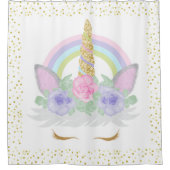 ユニコーン顔まつ毛レインボーガールズバスルーム シャワーカーテン (正面)