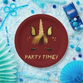 ユニコーン顔オンレッド ペーパープレート (パーティー)