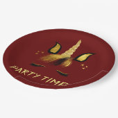 ユニコーン顔オンレッド ペーパープレート (アングル)