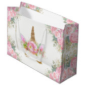ユニコーン顔ガールベビーシャワー ラージペーパーバッグ (正面アングル)