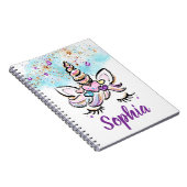 ユニコーン顔グリッターピンク&パープルマジカルガールズ ノートブック (右側)