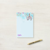 ユニコーン顔グリッターピンク&パープルマジカルガールズ ポストイット (デスク上)