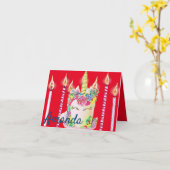 ユニコーン顔ケーキレインボースプリンクル誕生日 カード (黄色い花)