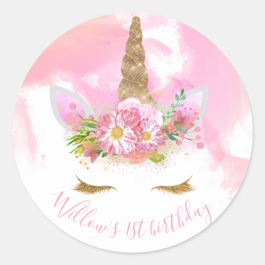 ユニコーン顔シール ラウンドシール (正面)