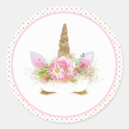 ユニコーン顔シール ラウンドシール