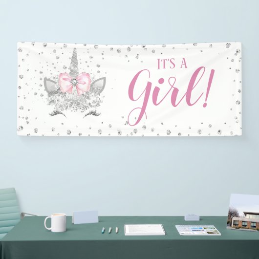 ユニコーン顔ダイアモンベビーシャワー 横断幕 (トレードショー)