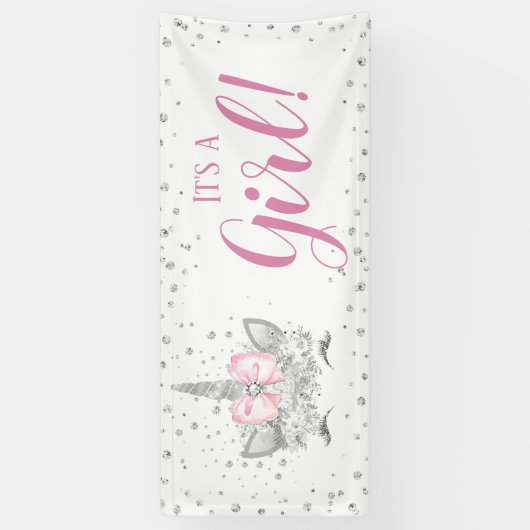 ユニコーン顔ダイアモンベビーシャワー 横断幕 (縦)