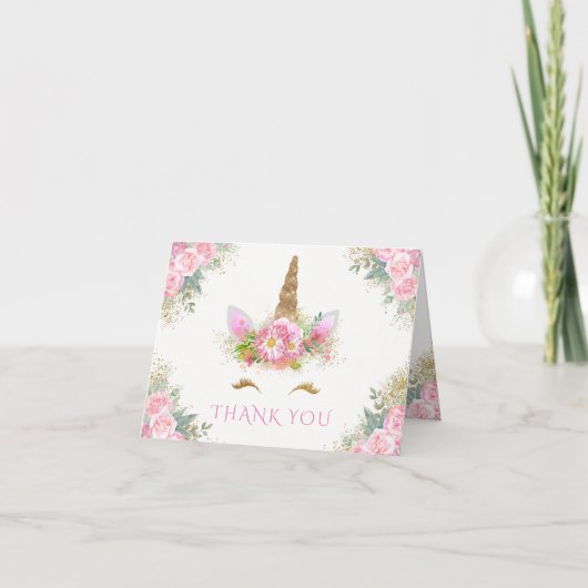 ユニコーン顔ハッピーユニコーンサンキューカード サンキューカード (正面)