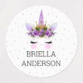 ユニコーン顔バラエティ名ステッカー ラベル (デザイン2)