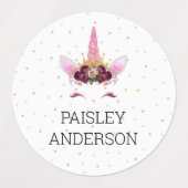 ユニコーン顔バラエティ名ステッカー ラベル (デザイン1)