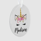 ユニコーン顔パーソナライズされた名 オーナメント (正面)
