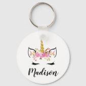 ユニコーン顔パーソナライズされた名 キーホルダー (正面)