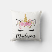 ユニコーン顔パーソナライズされた名 クッション (正面)