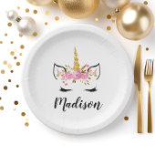 ユニコーン顔パーソナライズされた名 ペーパープレート
