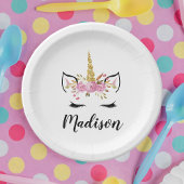 ユニコーン顔パーソナライズされた名 ペーパープレート