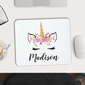 ユニコーン顔パーソナライズされた名 マウスパッド