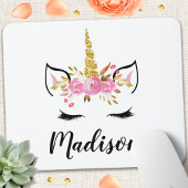 ユニコーン顔パーソナライズされた名 マウスパッド