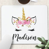 ユニコーン顔パーソナライズされた名 マウスパッド