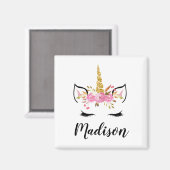ユニコーン顔パーソナライズされた名 マグネット (正面/裏面)