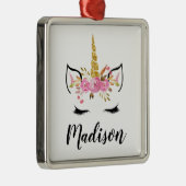 ユニコーン顔パーソナライズされた名 メタルオーナメント (右)