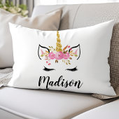 ユニコーン顔パーソナライズされた名 ランバークッション